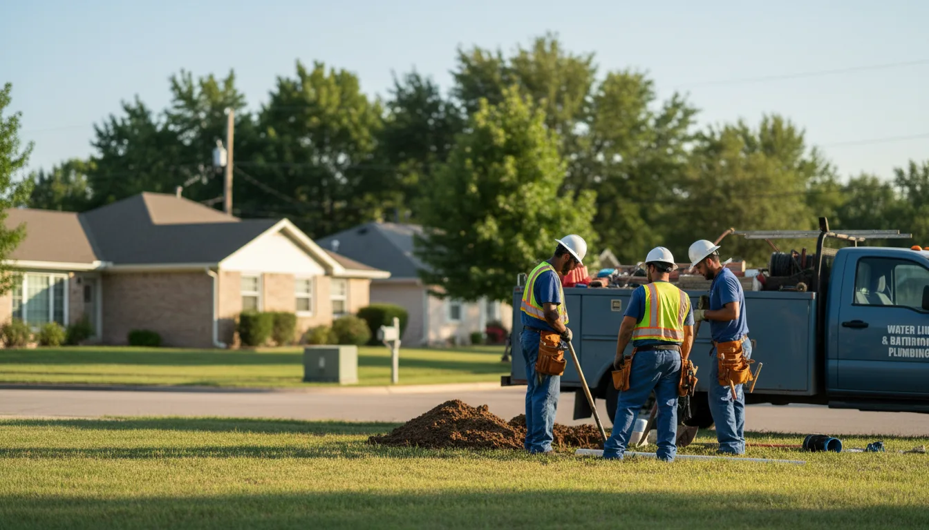 Residential water line and bathroom plumbing service in Newcastle, TX